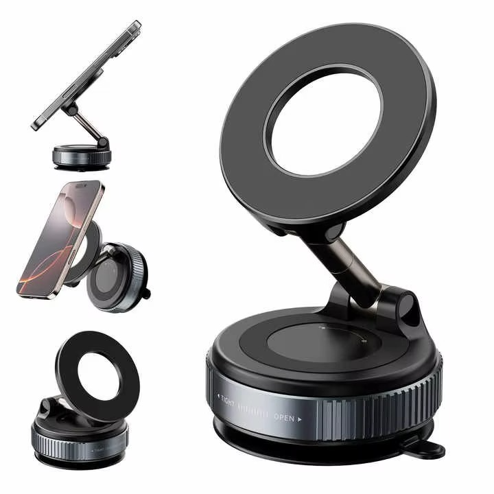 Support de Téléphone Voiture Magnétique à Ventouse – Rotation 360°