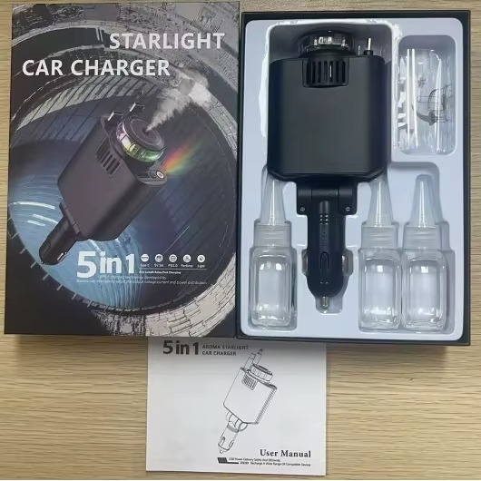 Chargeur 5 en 1 – Diffuseur de parfum LED avec recharge Type-C & Android